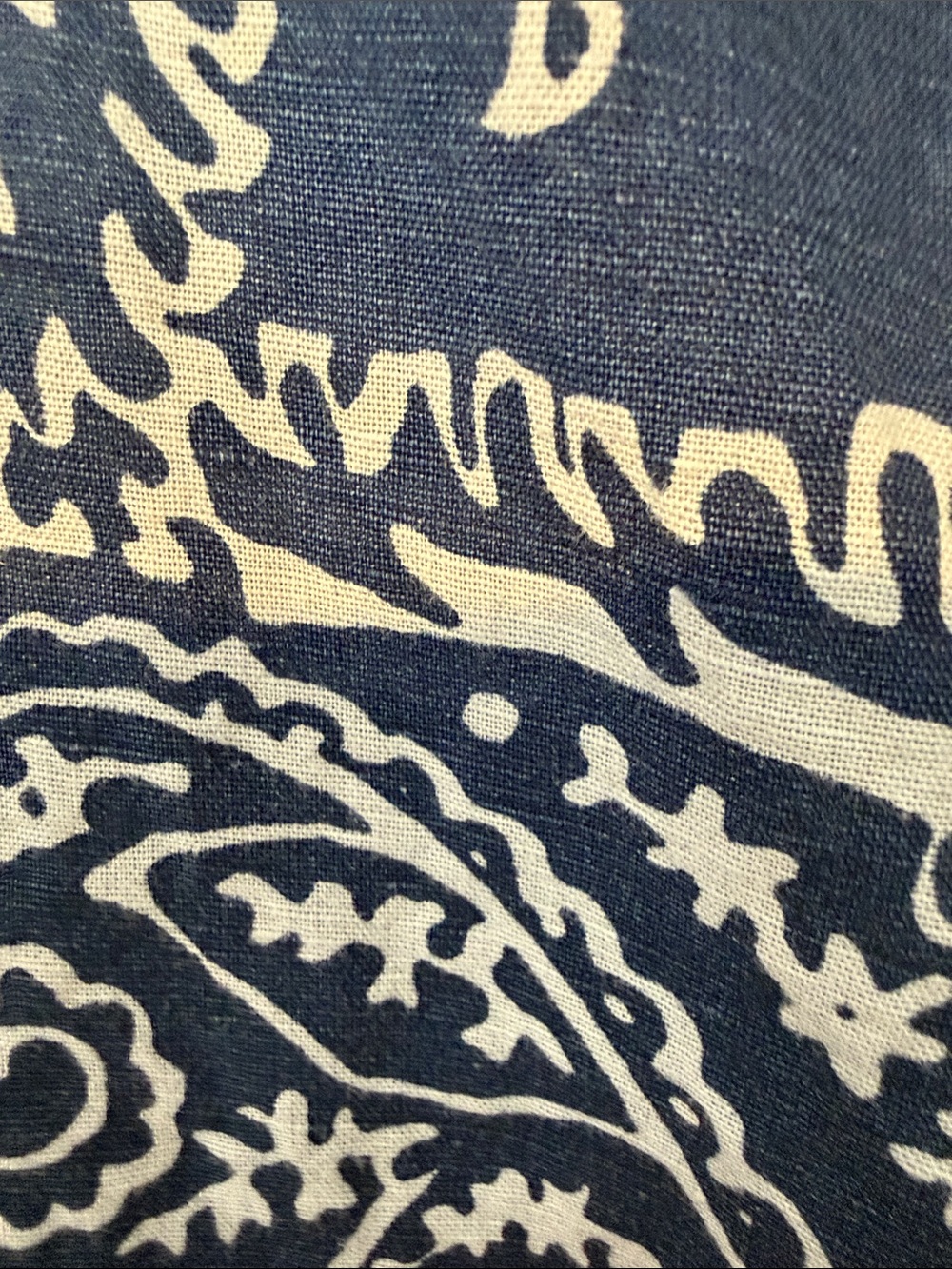 Tizzie Oversized Navy Paisley Fringe Hem Shirt Boho Linen Cotton Blend - Picture 9 of 13